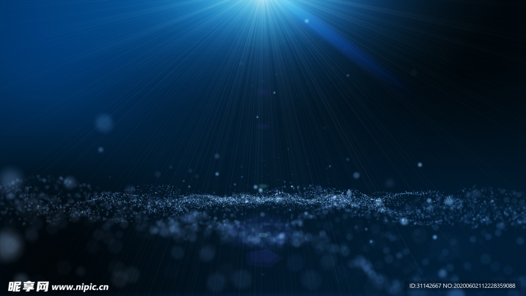 深蓝色辉光尘埃粒子抽象背景