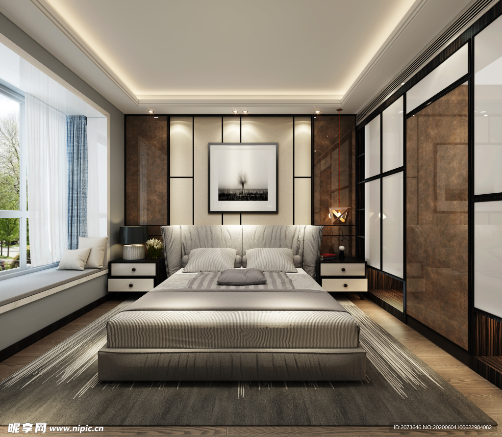 轻奢风格卧室室内效果图