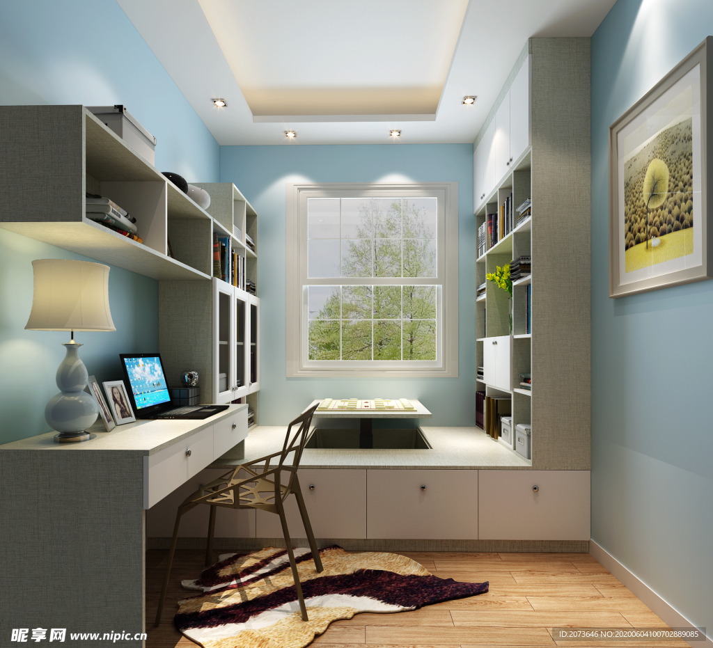 轻奢风格书房室内效果图