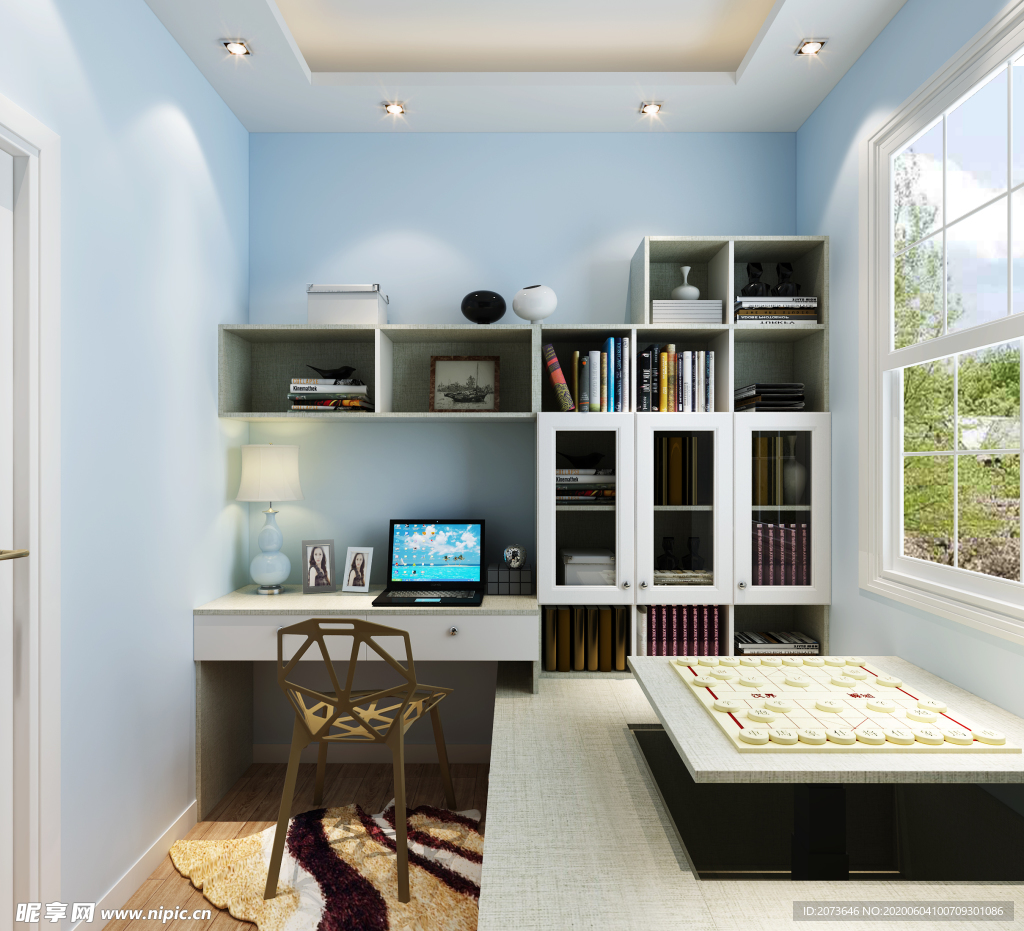 轻奢风格书房室内效果图