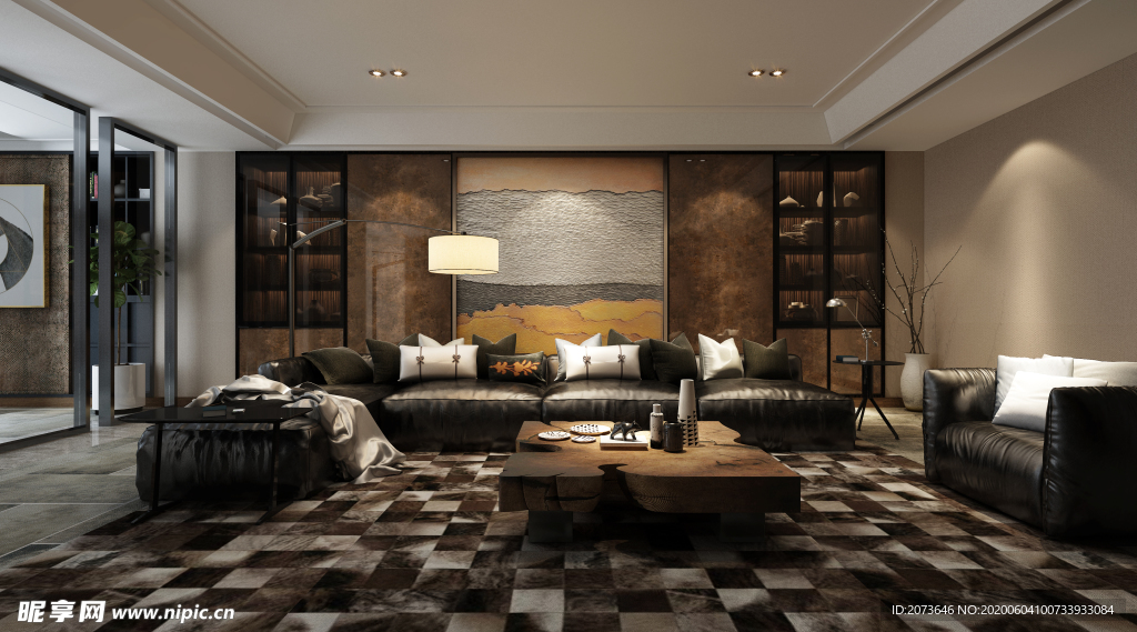 轻奢风格客厅室内效果图