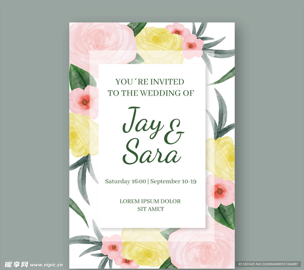 花朵婚礼邀请卡