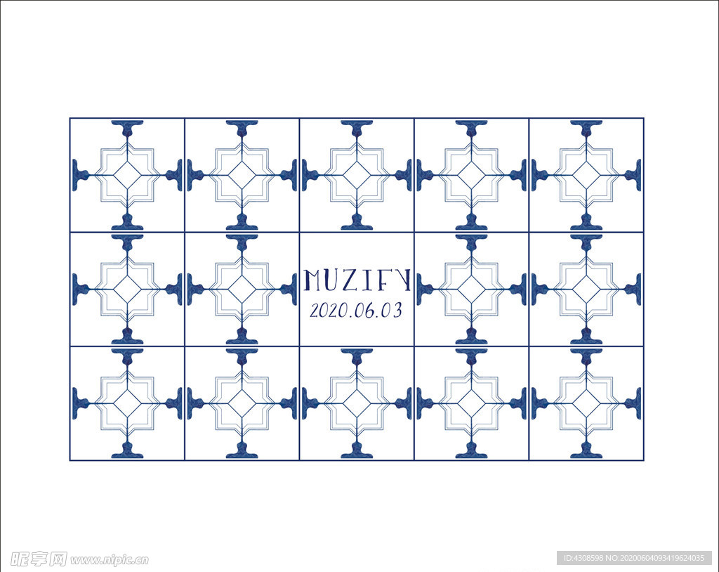 方块几何瓷砖图案