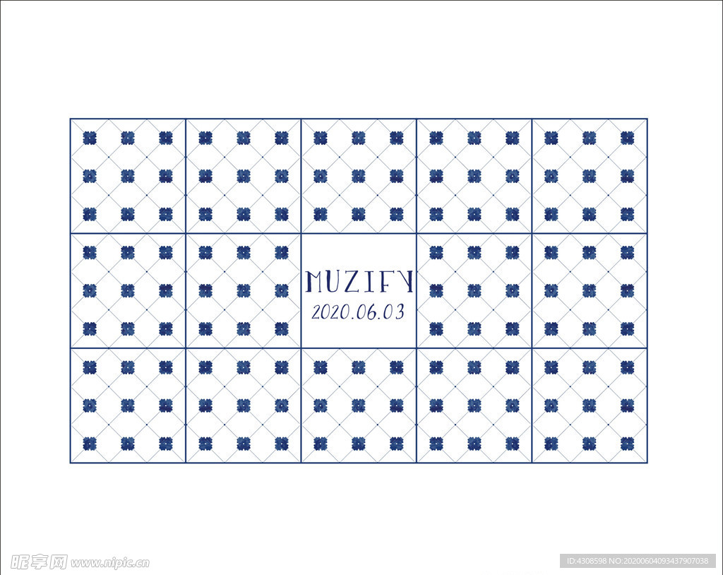 蓝色格纹瓷砖图案