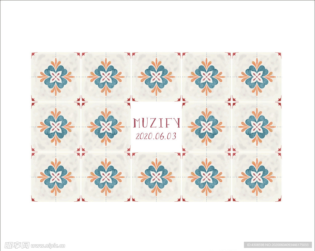 复古花卉瓷砖图案