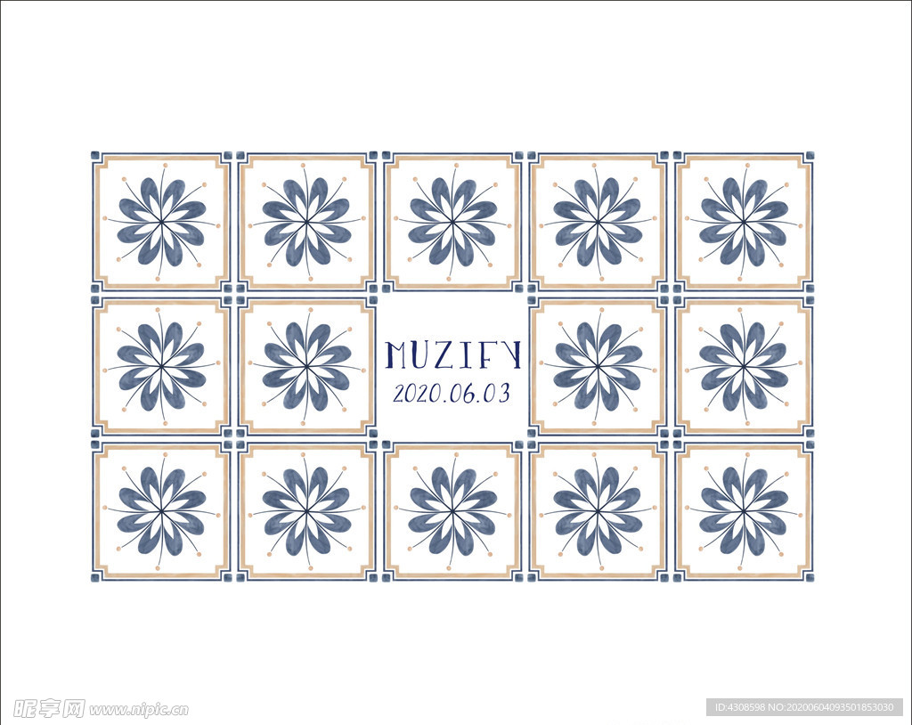 素雅花卉瓷砖图案