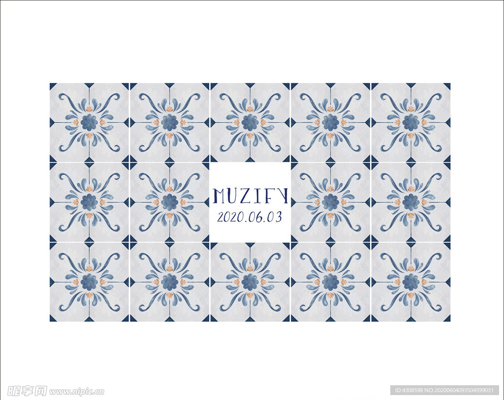 灰蓝纹样瓷砖图案