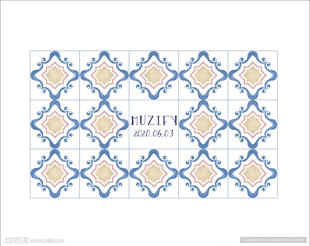 素雅花纹瓷砖图案