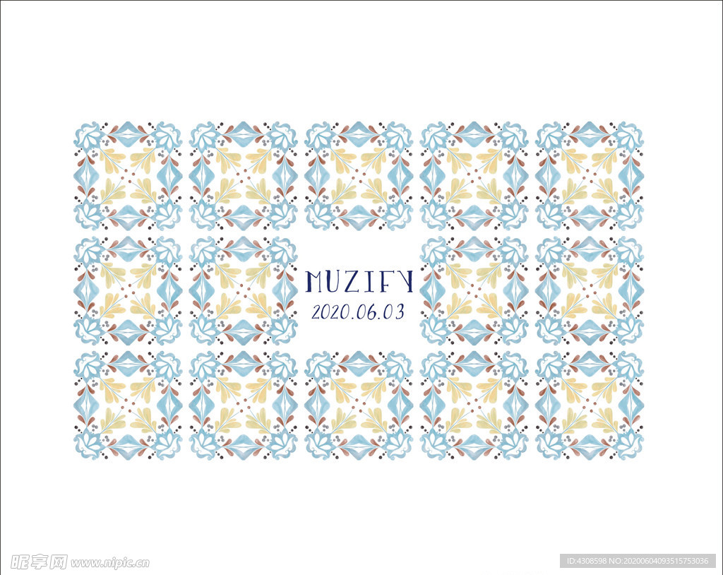 莲花纹样瓷砖图案