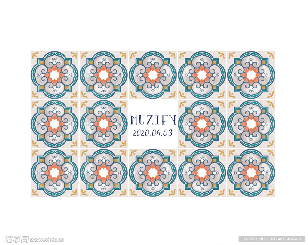 复古花卉瓷砖图案