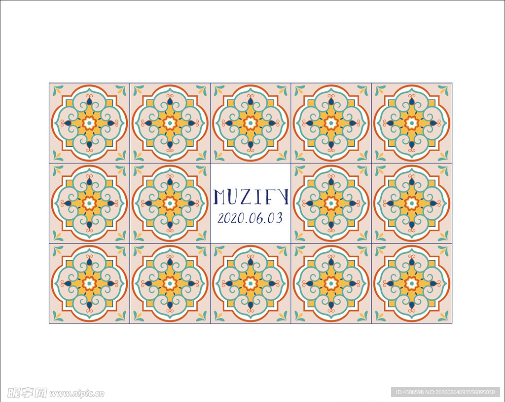 复古花纹瓷砖图案