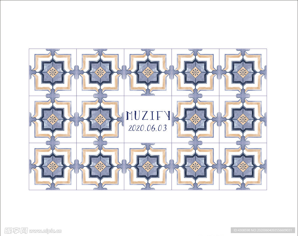 素雅蓝色瓷砖图案