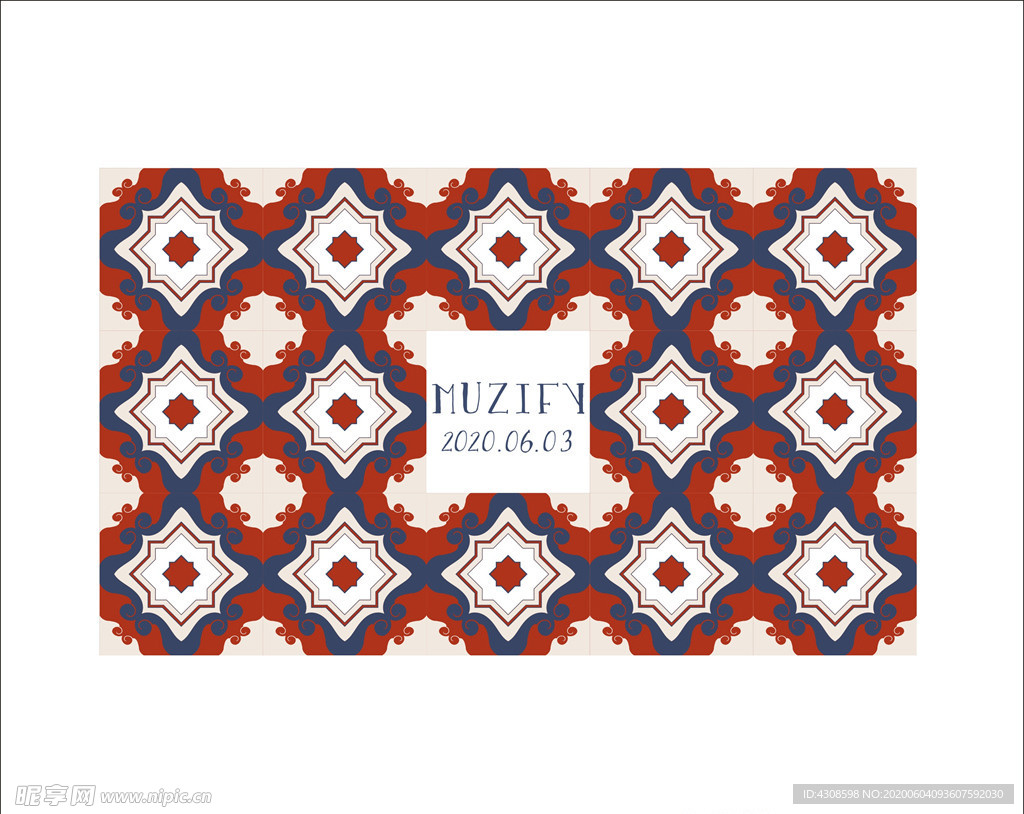 暗红花卉瓷砖图案