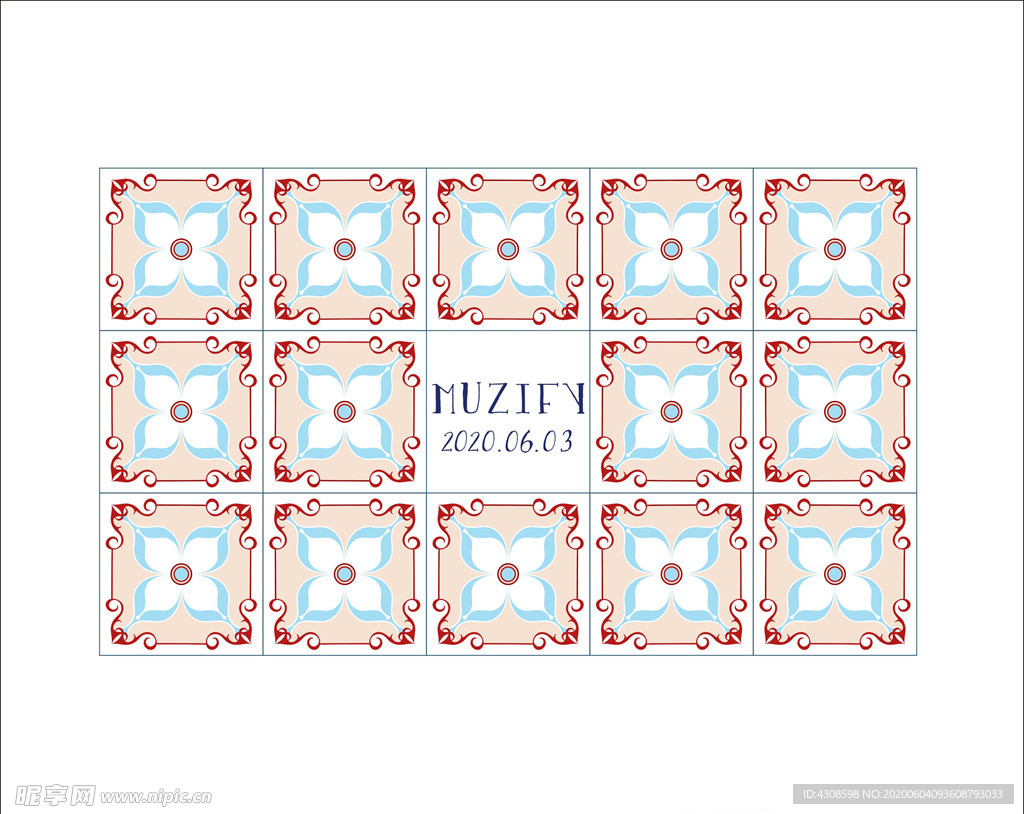 粉色花卉瓷砖图案