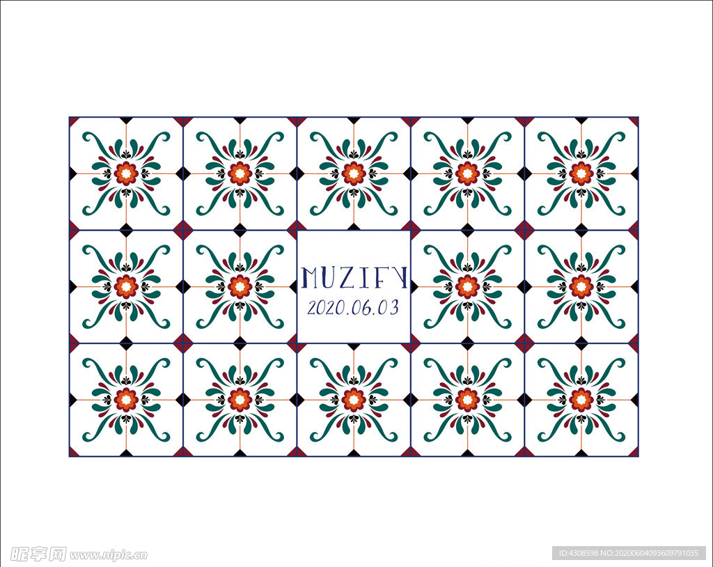 复古花卉瓷砖图案