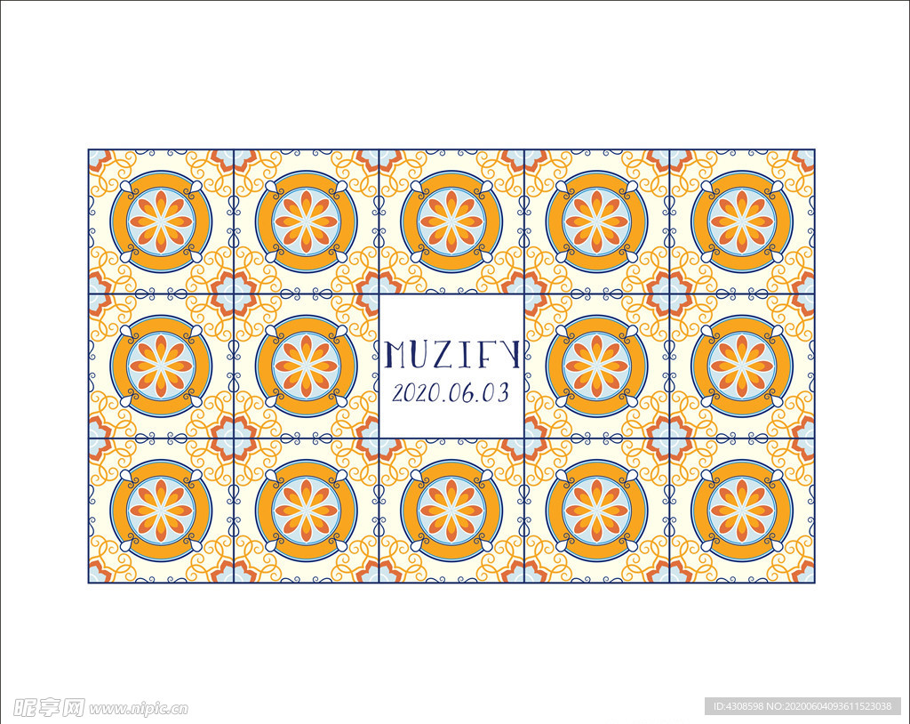 圆形花纹瓷砖图案