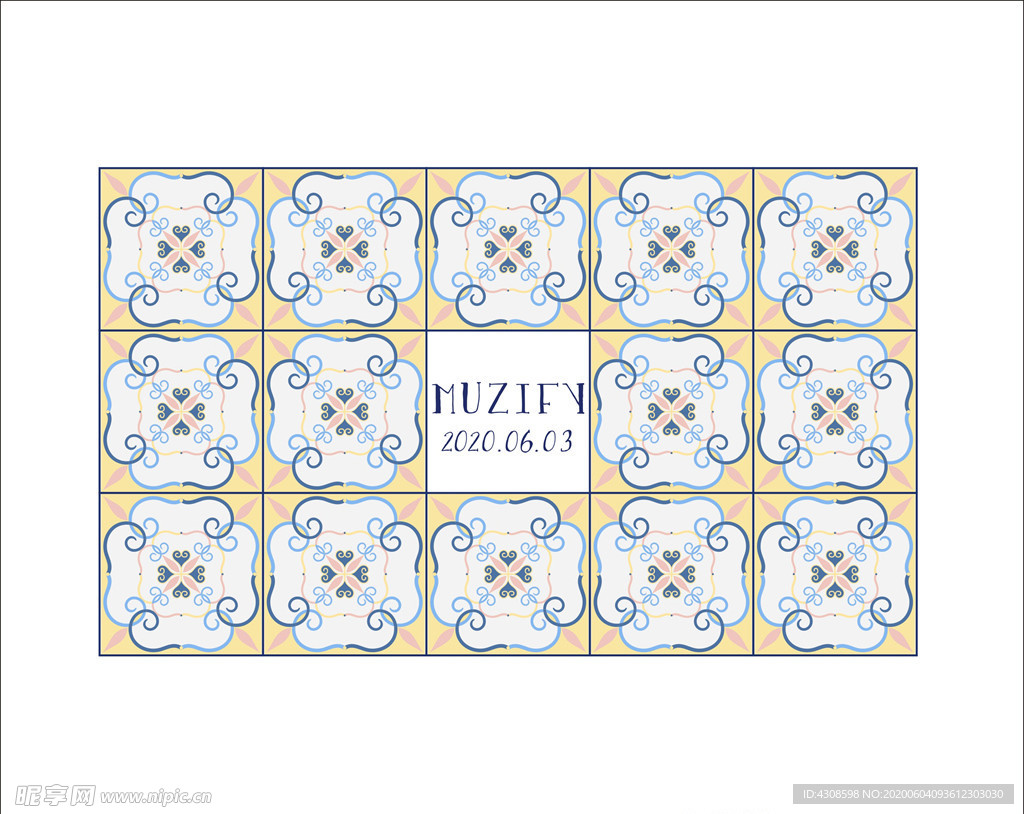 复古花纹瓷砖图案