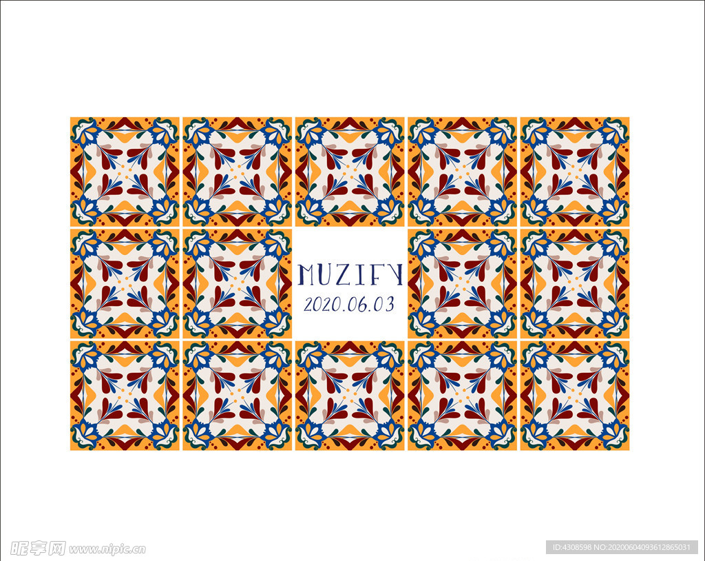 复古花卉瓷砖图案