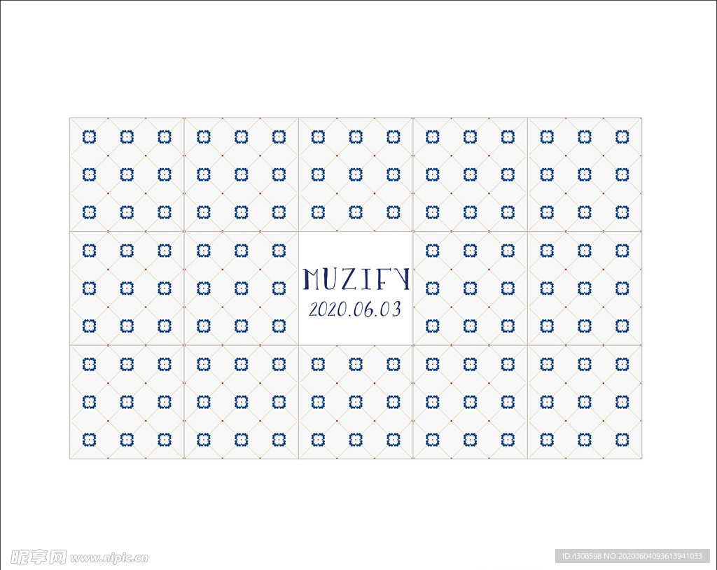 蓝色小花瓷砖图案