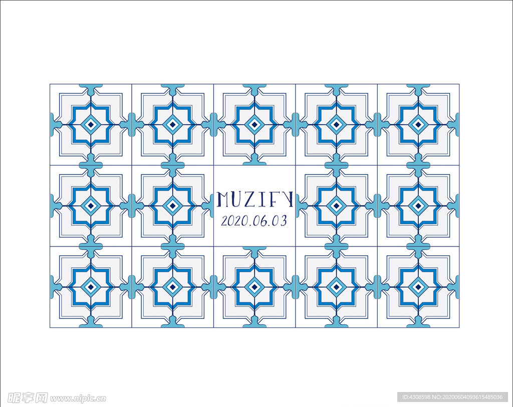 蓝色系瓷砖图案