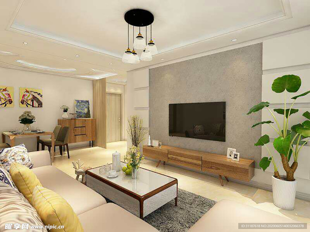 暖色客厅效果图