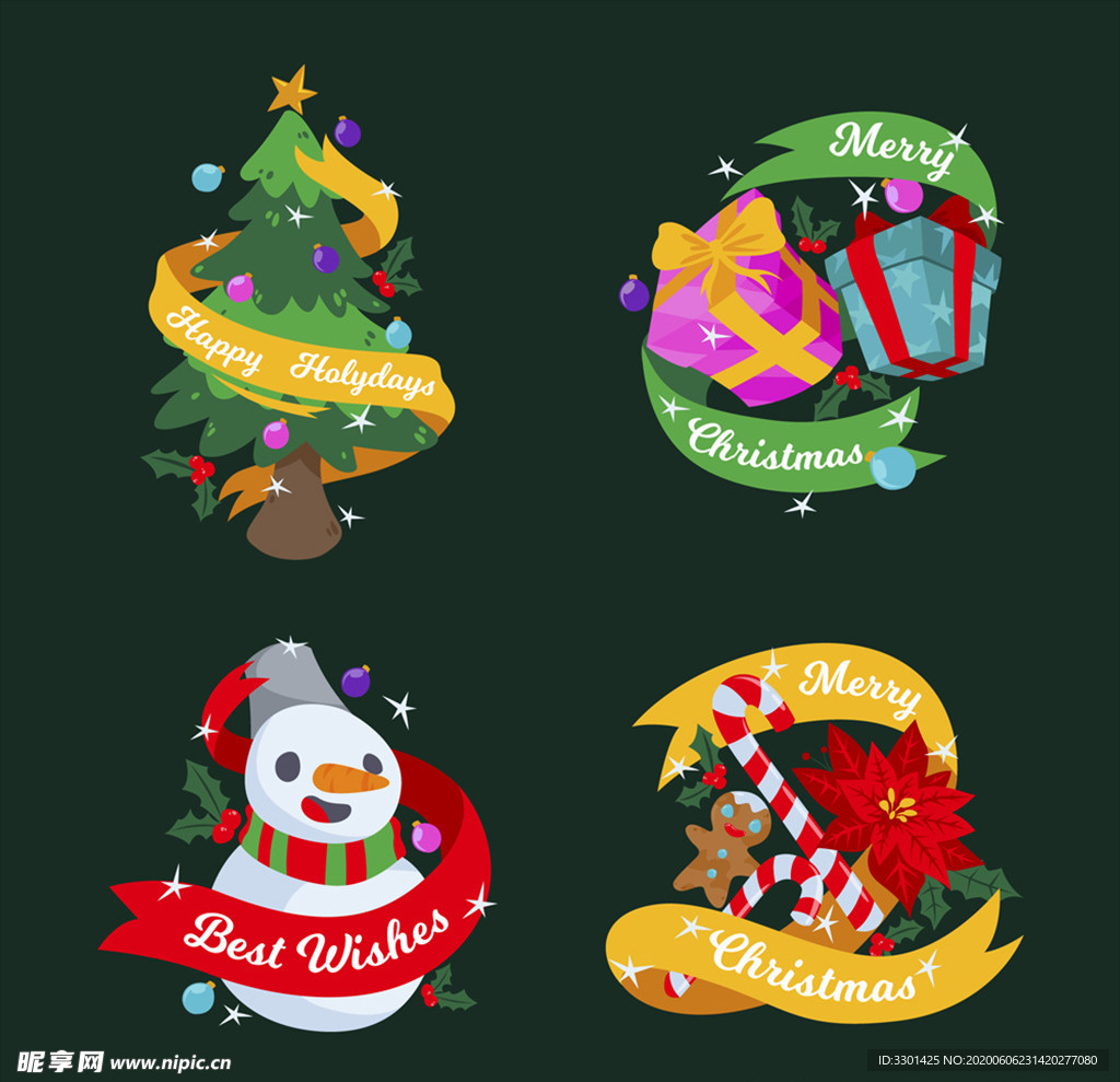 圣诞节元素标签
