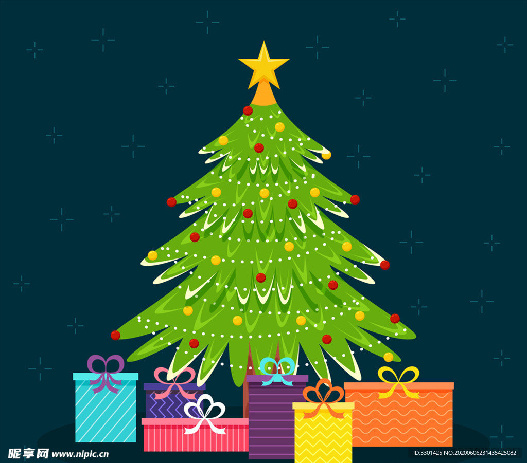 绿色圣诞树和礼物