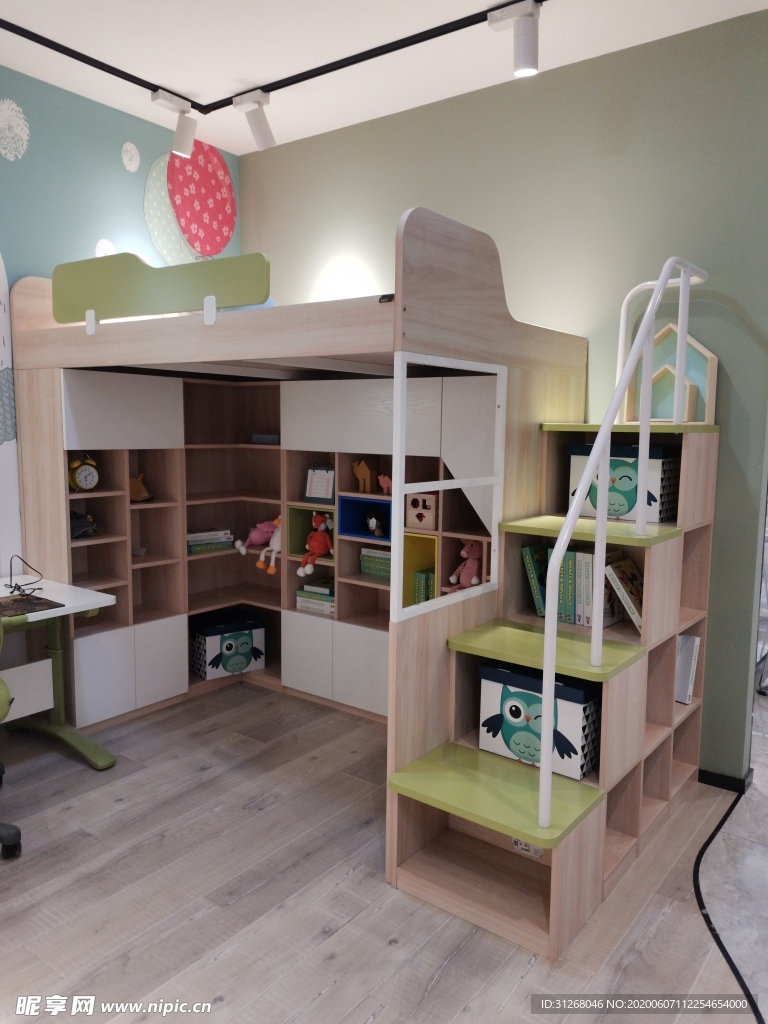 儿童房书柜 上下床 楼梯床