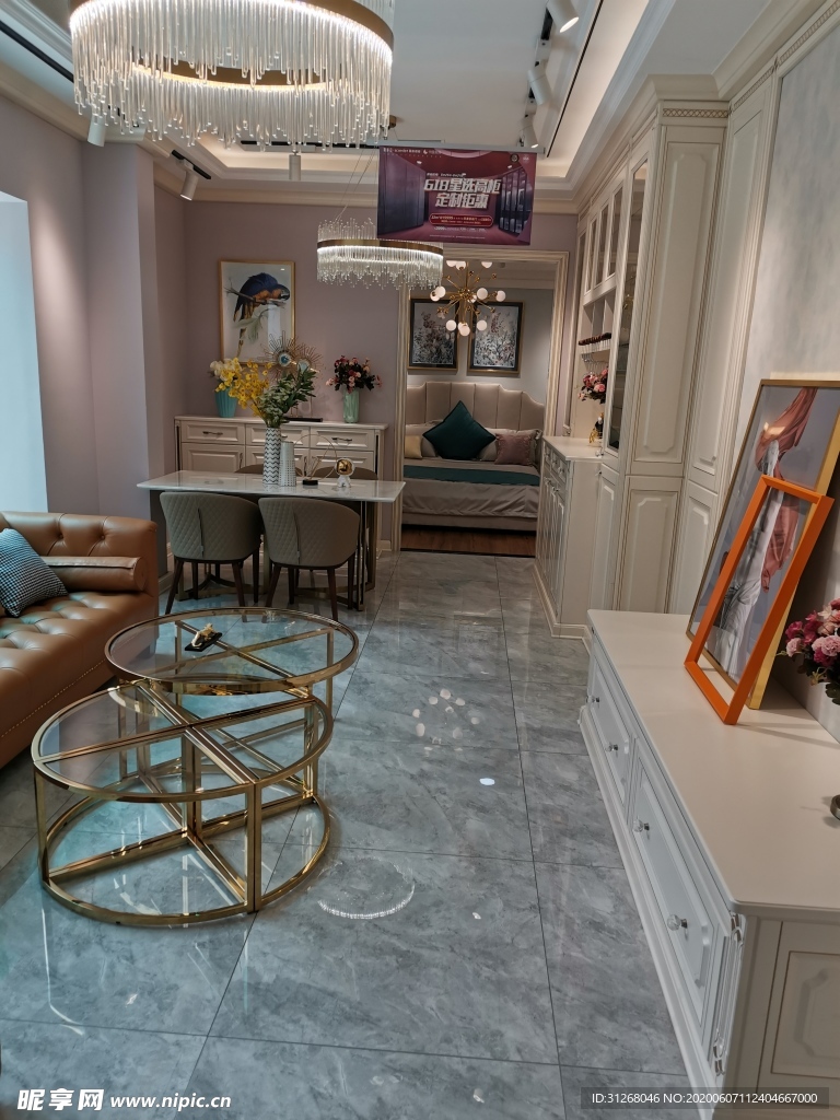 欧式客厅餐厅  简美简欧