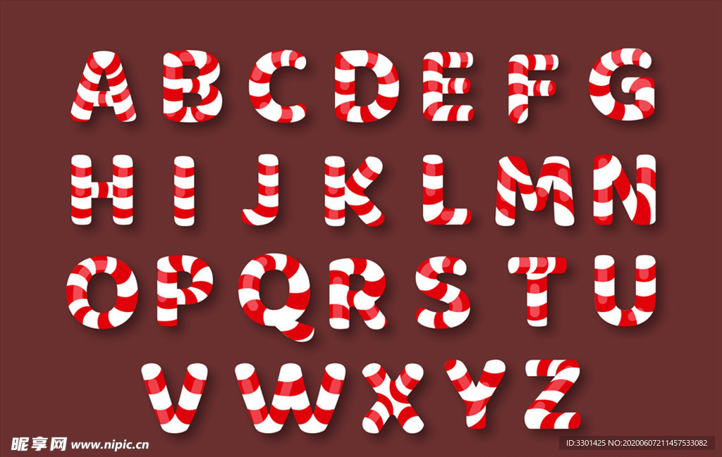 条纹糖果字母