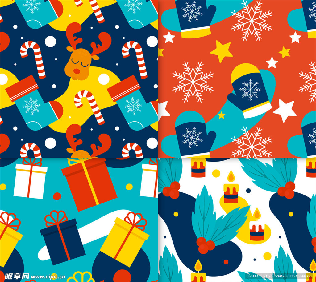 圣诞元素无缝背景