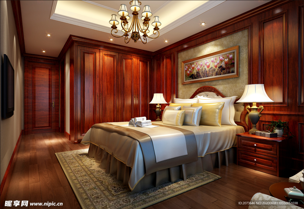 新中式卧室效果图