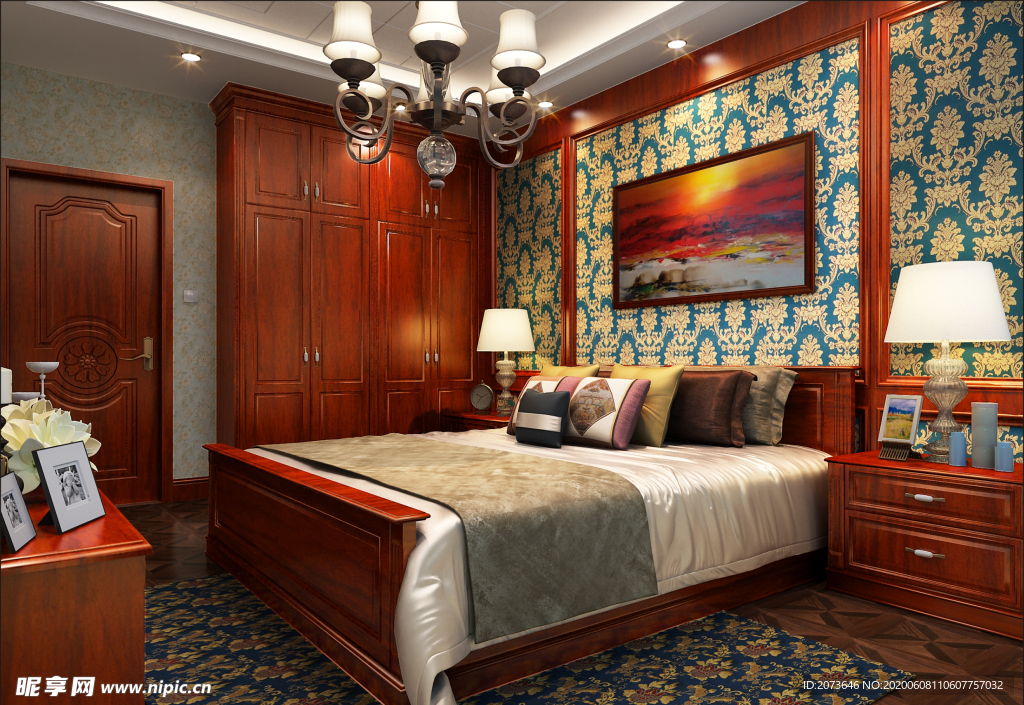 中式卧室效果图