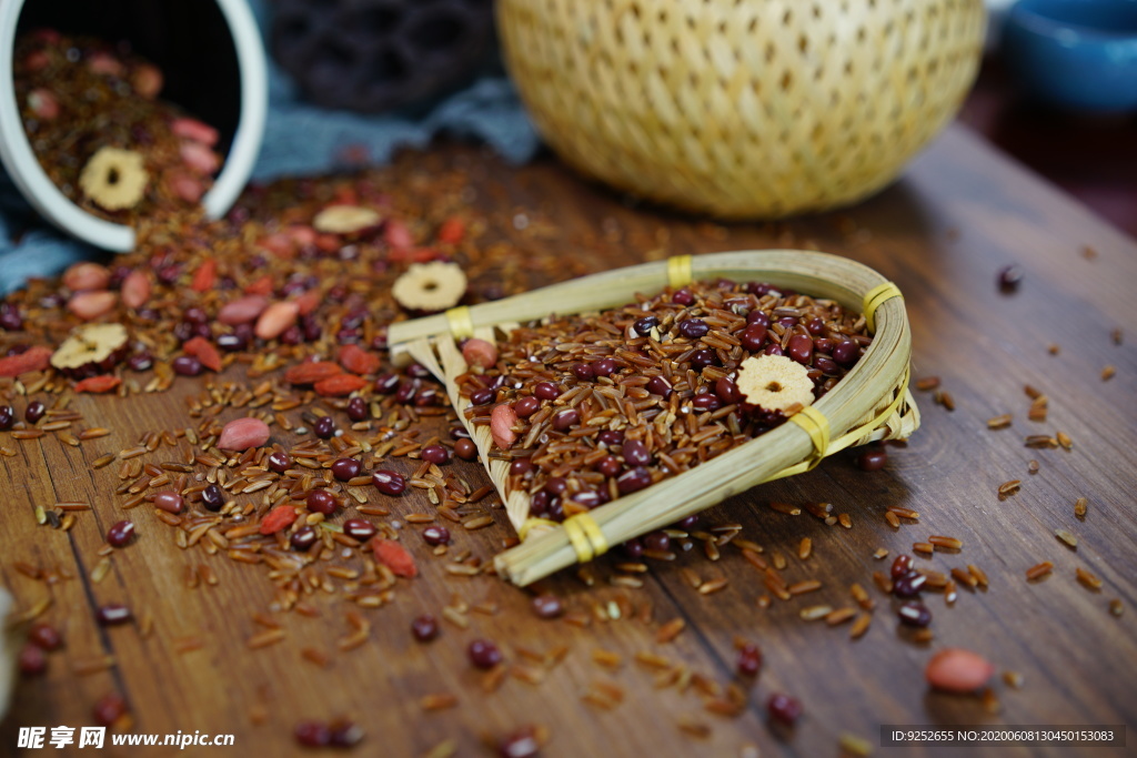 红枣红米粥米摄影照片素材