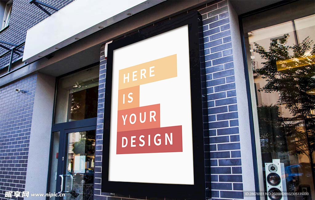 海报样机，户外灯箱海报效果图