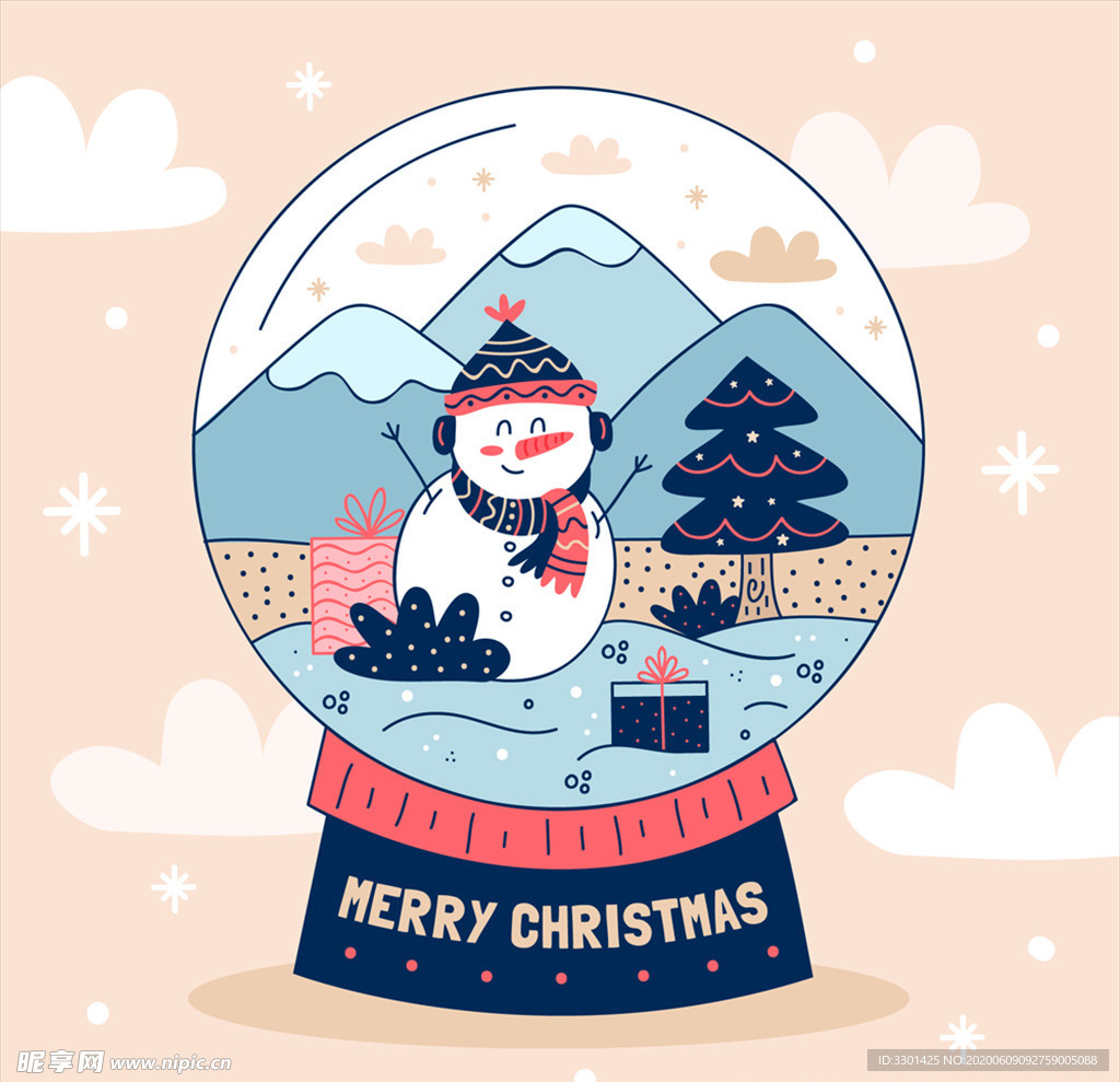 雪人雪花玻璃球