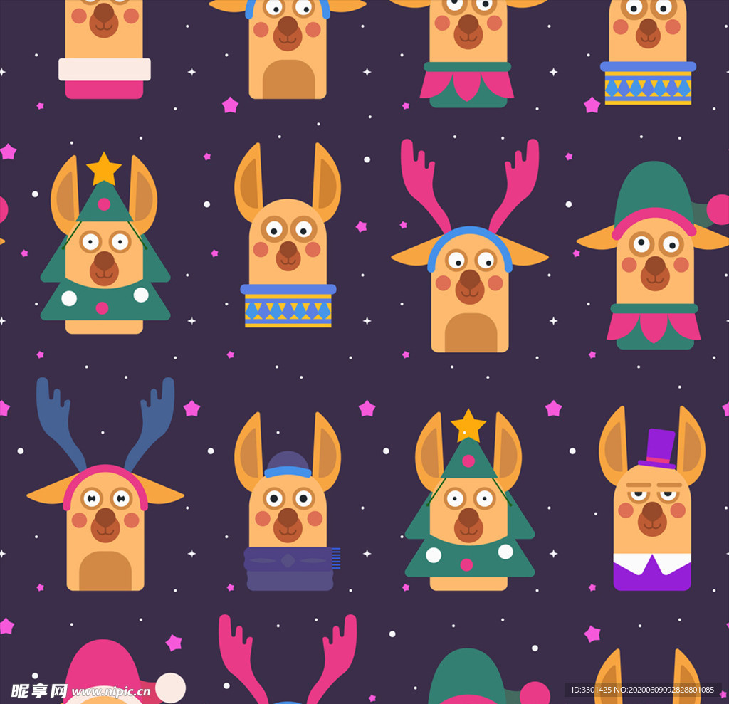 圣诞羊驼头像背景