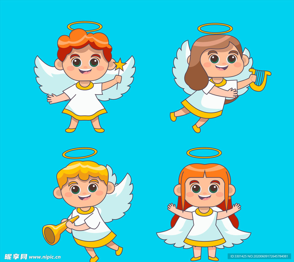 卡通绿眼睛天使