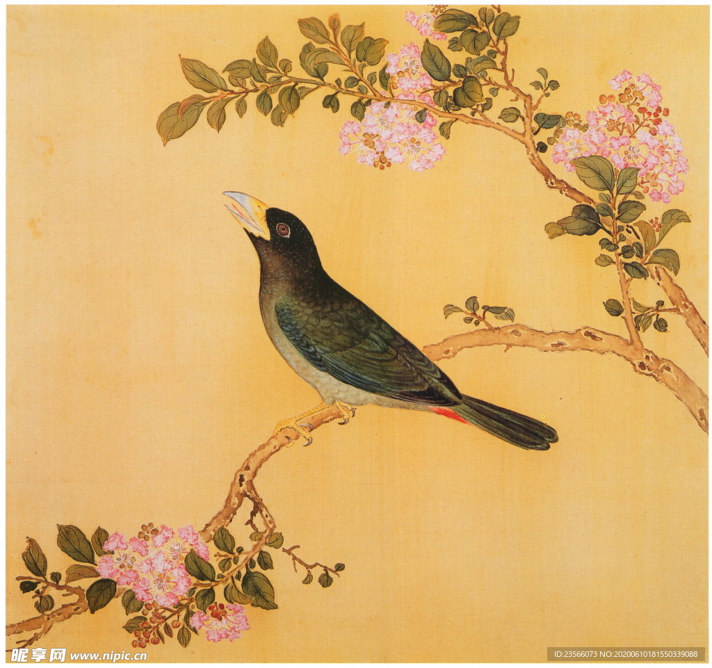 复古花鸟工笔画