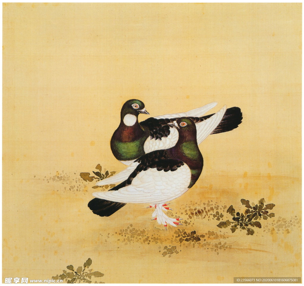 复古花鸟工笔画