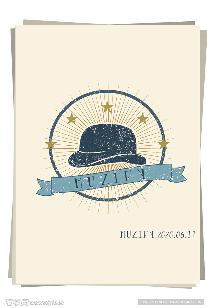 圆顶硬礼帽 标签设计