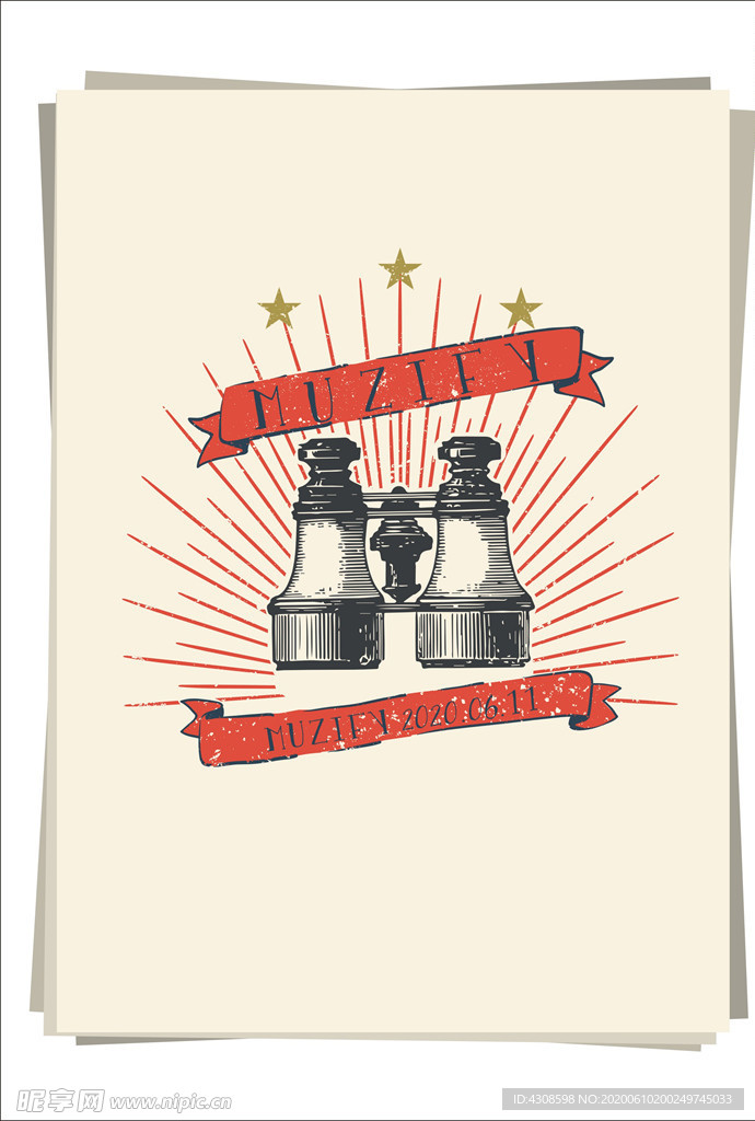 望远镜 复古标签设计