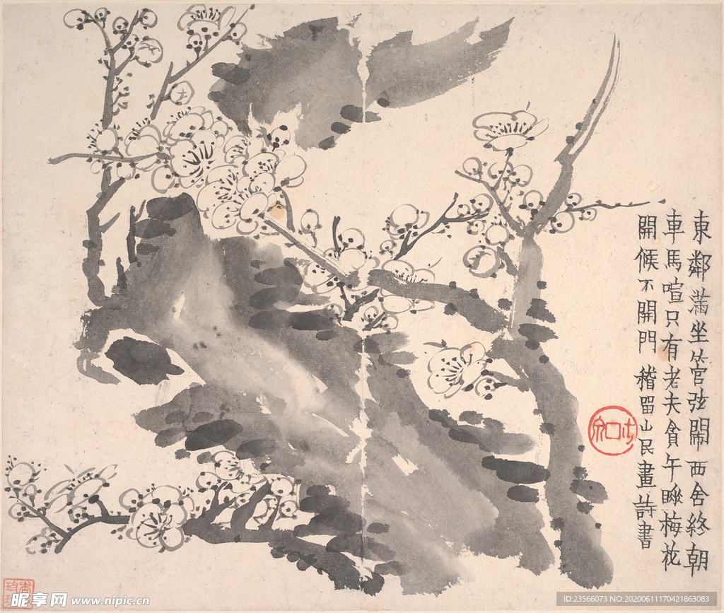 梅花图国画图案