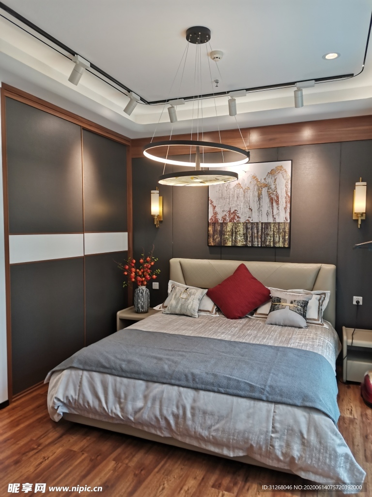 新中式主卧衣柜轻奢风皮床