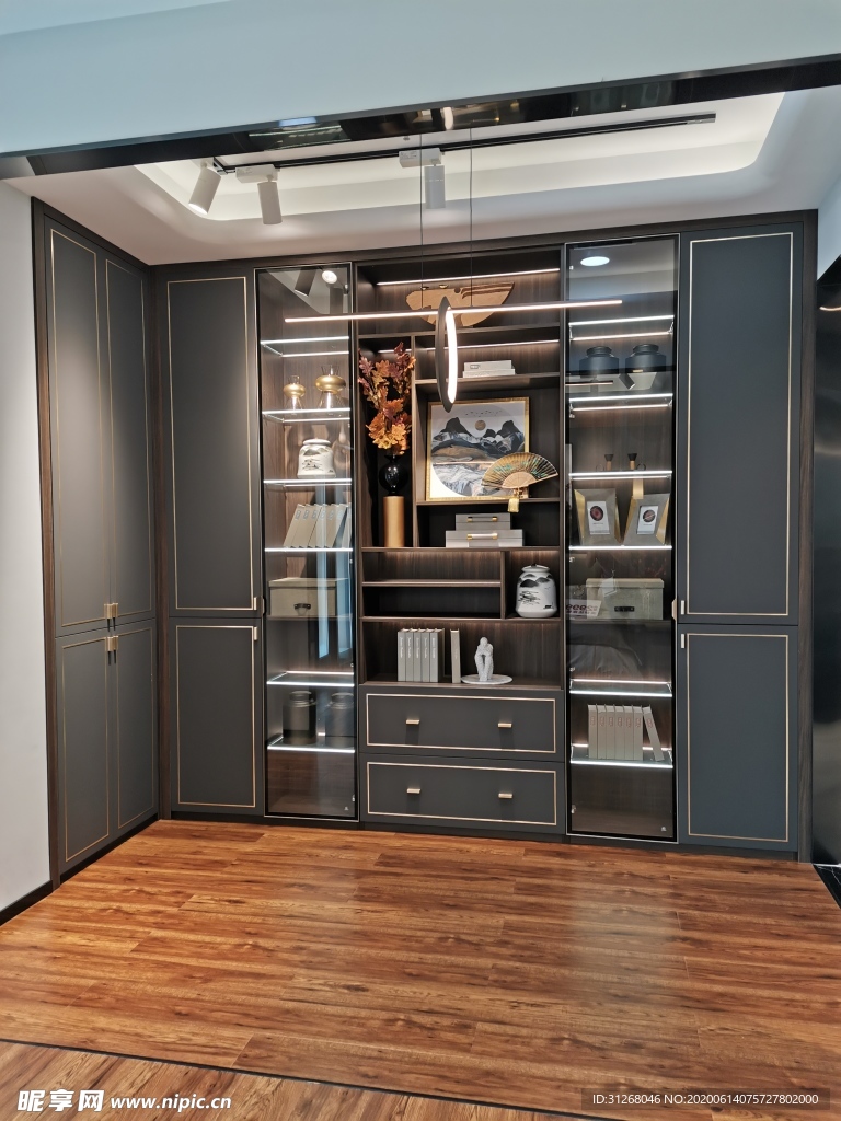 新中式书房书柜 轻奢风展示柜