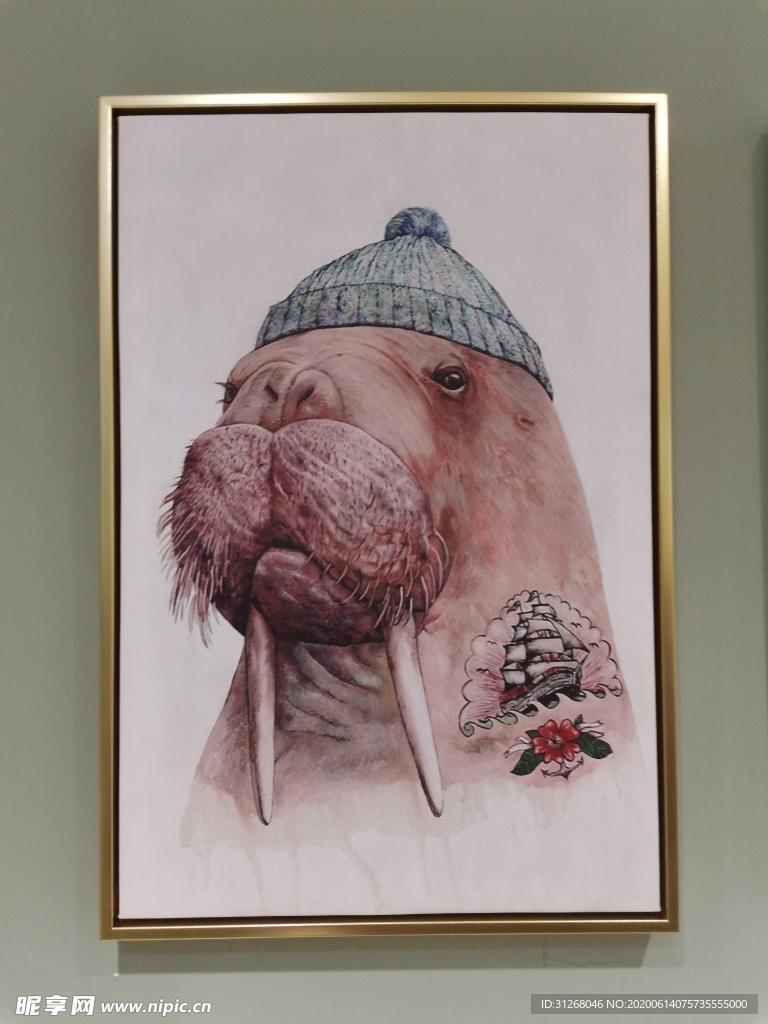 海豹装饰画创意动物挂画