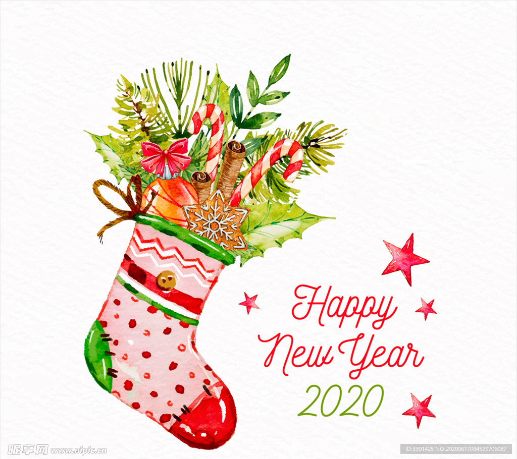 装满植物的圣诞袜