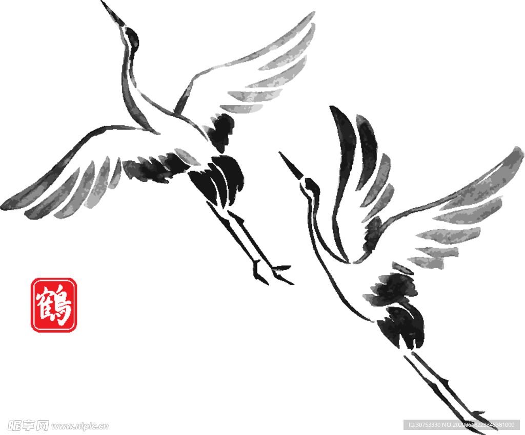 仙鹤 国潮 中国风 矢量图 鹤
