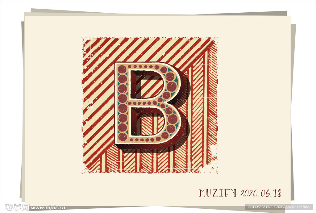 B 复古字母设计