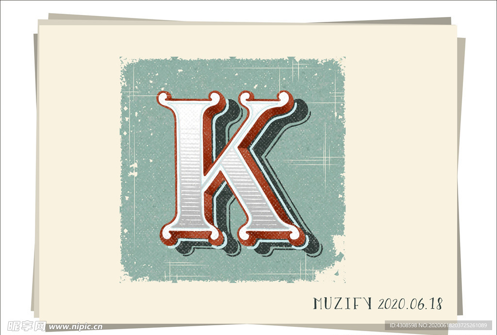 K 复古字母设计